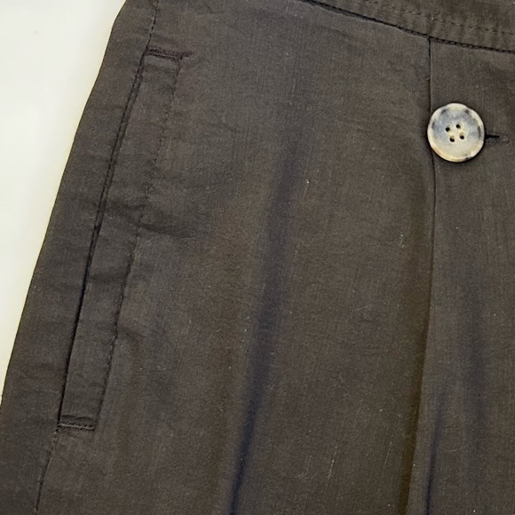 Theory Lena Linen Blend Shorts Brown Pleated Cuffed Hem Size 6 Casual - Picture 4 of 9